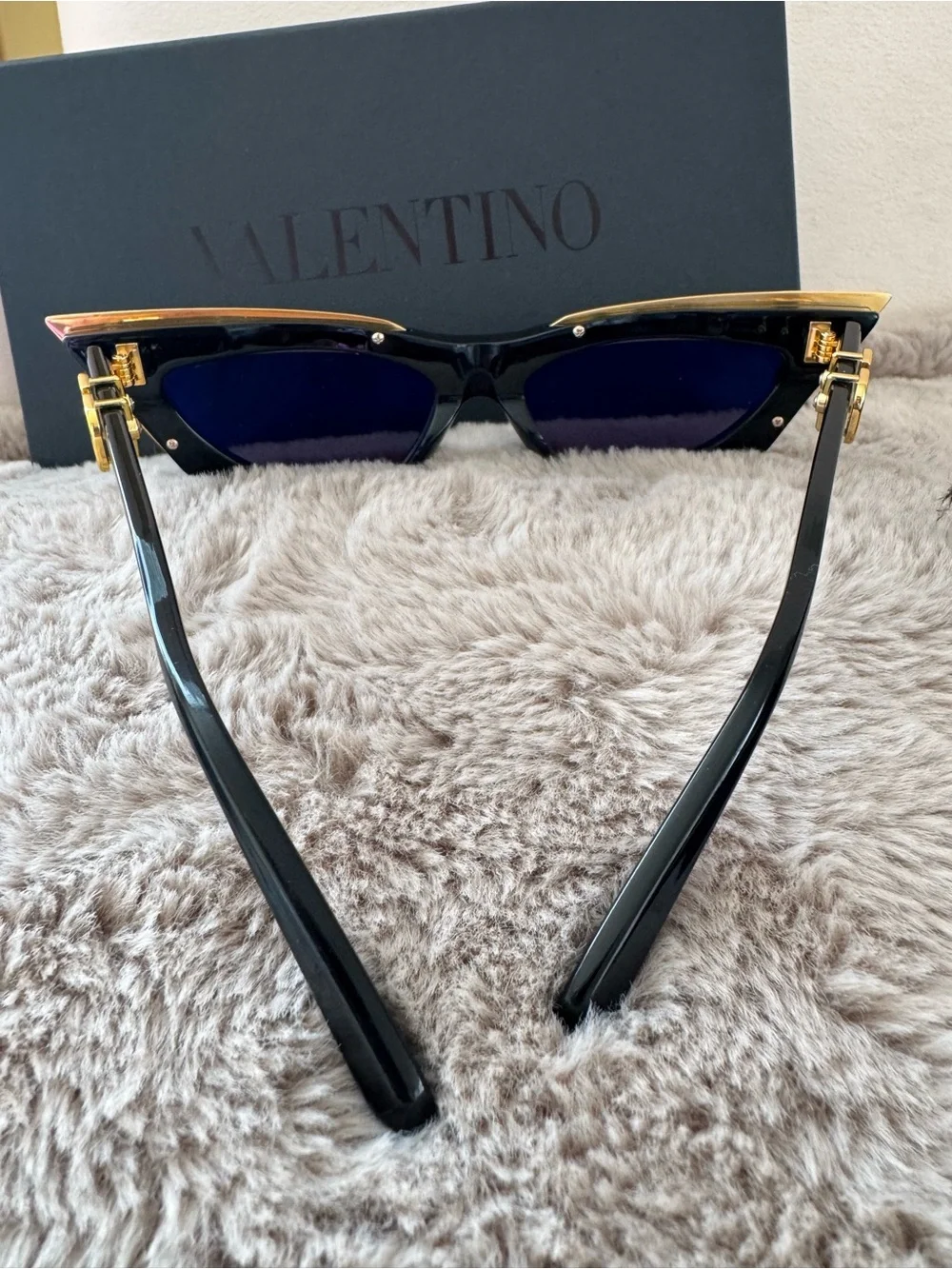 Valentino Garavani V-Goldcut Women's Black and Gold Cat-Eye Sunglasses